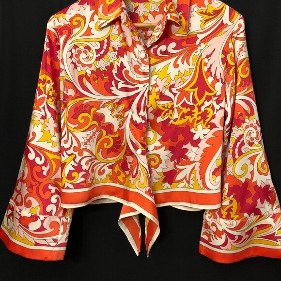 Elegant Zara London Shirt With Tie Front Bow: Size S. - Picture 2 of 11